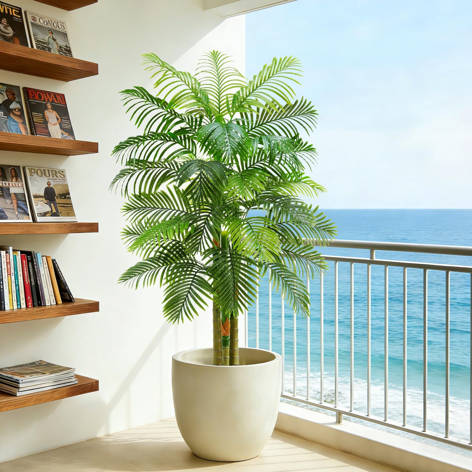 TNGGNT Artificial Golden Cane Palm Tree：6T Fake Large Tropical Areca Palm Trees