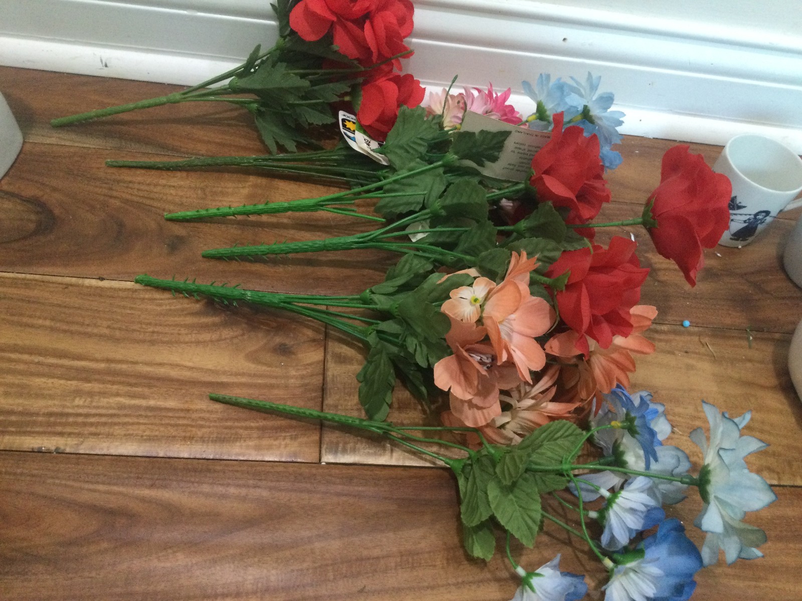 6 bouquet artificial floral arrangement silk Mixed colors Daisy moresee photos