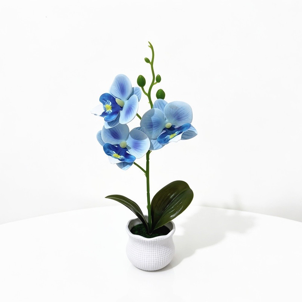 Fake Orchid Plant in Pot Plastic Fabric Materials 25x12cm for Modern Home Decor