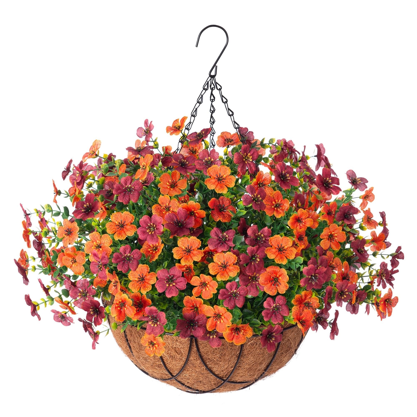 Artificial Silk Flowers Hanging Baskets for Outdoors Indoors, Daisy with Euca…