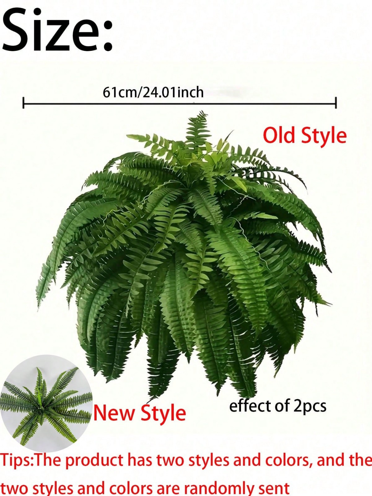 2 Pack Artificial Large Boston Fern Plant Wall Hanging Decoration Home Decor