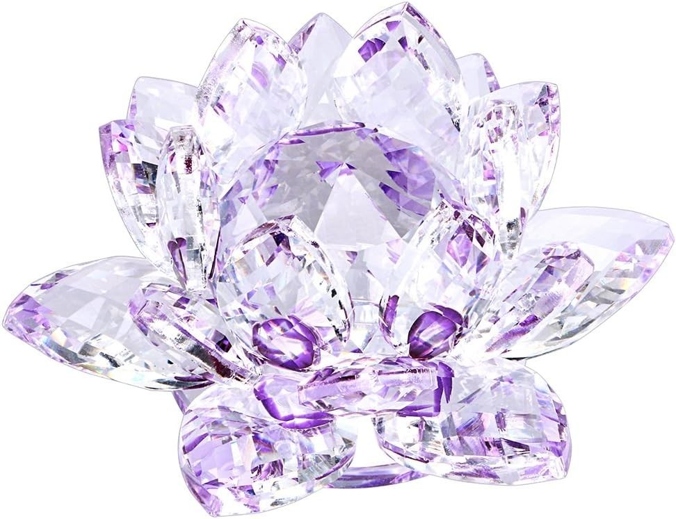 Sparkle Crystal Lotus Flower Hue Reflection Feng Shui Home Decor with Gift Bo…