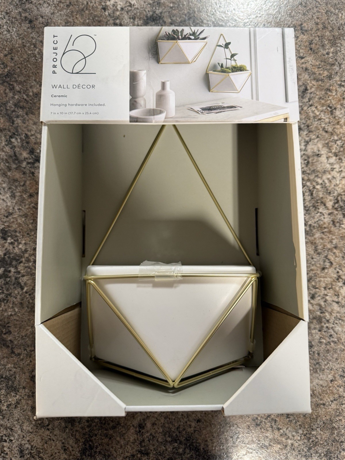 Project 62 Ceramic Succulent Geometric Hanging Wall Planter White/Gold- 52435749