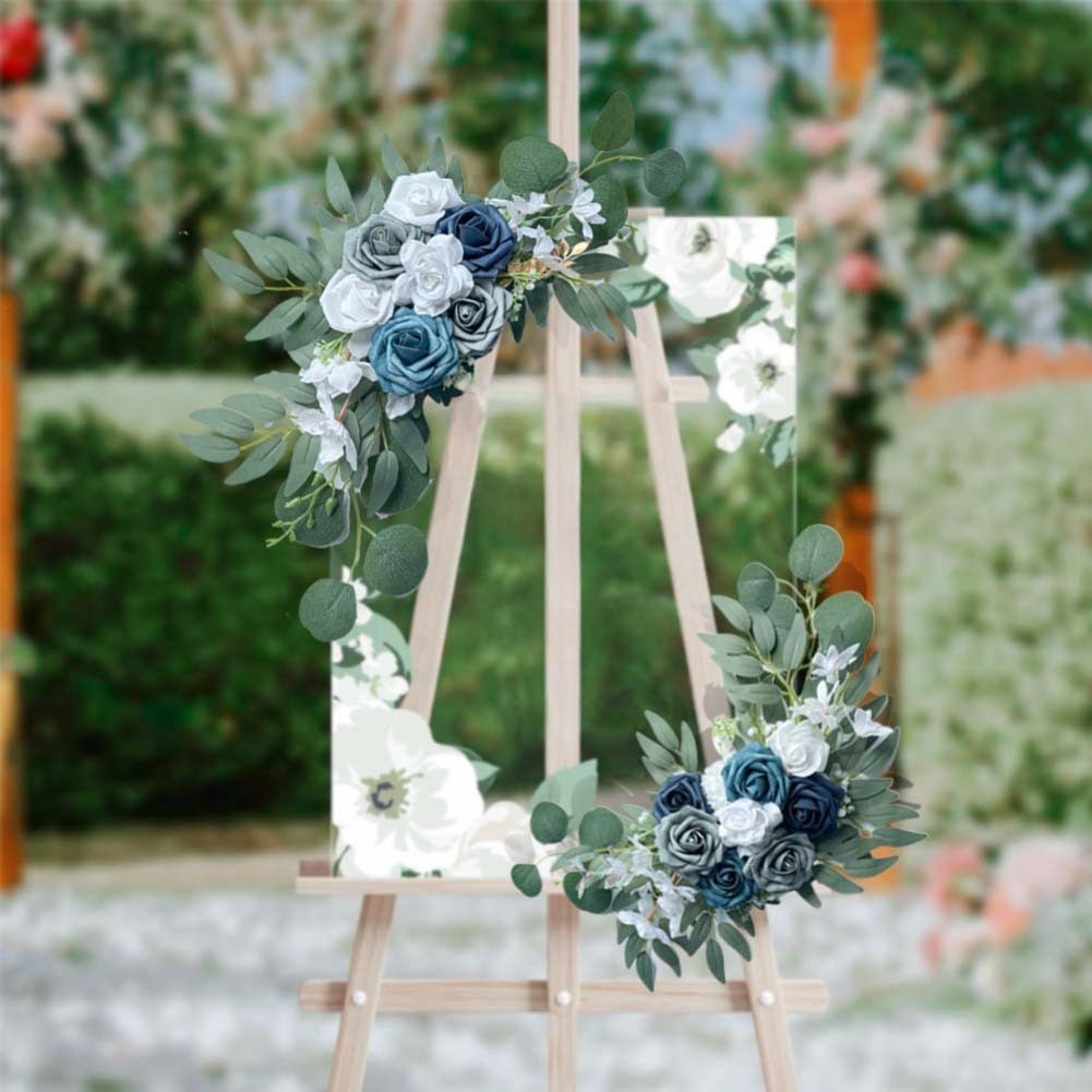 New / Dusty Blue Wedding Arch Flowers Pack Of 2 For Wedding Decoration Needs