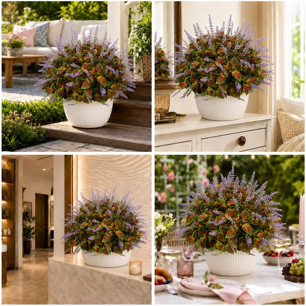 Artificial Coleus Flowers for Outdoor Planters, Realistic Faux Coleus Plant with
