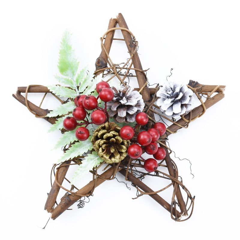 10/15/20cm Artificial Rattan Star Frame Wreath Christmas Decoration Home Wedding
