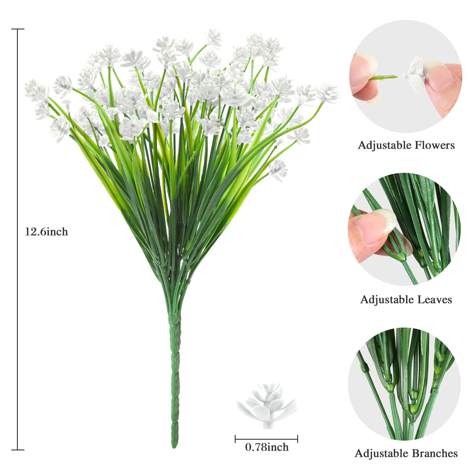 20 Bundles Artificial Flowers Outdoor Spring Summer Decoration UV Resistant