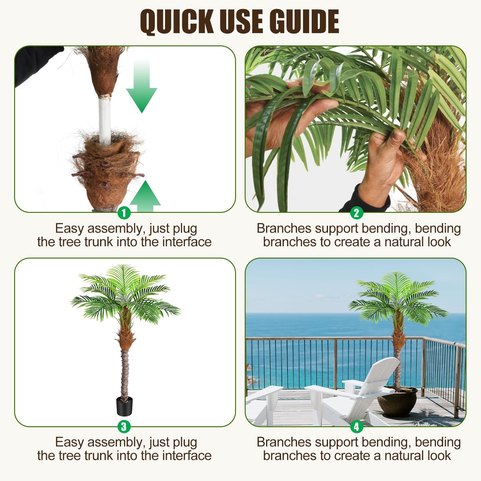 5ft Artificial Phoenix Palm Tree for Outdoor Indoor Decor, Faux Coconut Silk …