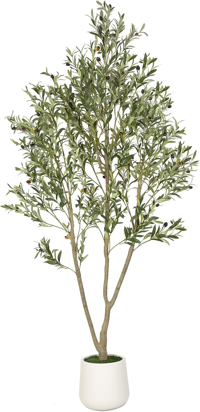 VIVATREES Artificial Olive Tree, 7FT Tall Faux Olive Tree with White Planter, Ar