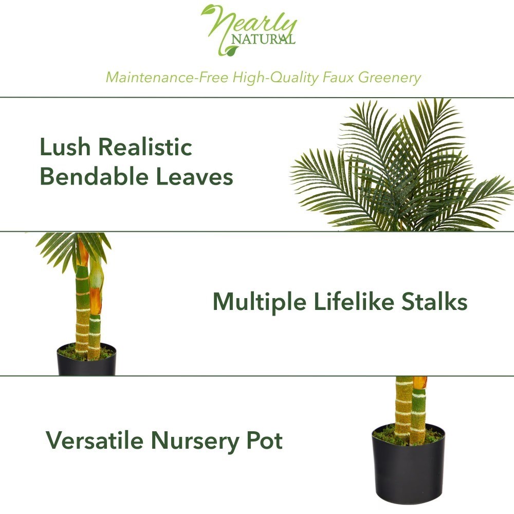 Artificial Golden Cane Palm Tree in Decorative Planter Green Foliage