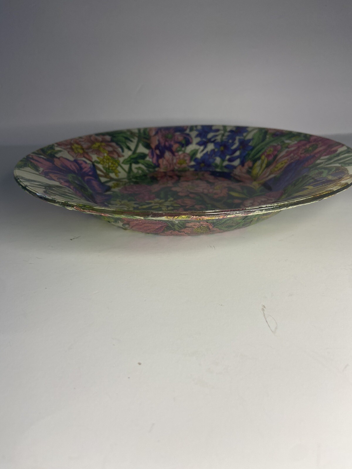 Floral Bouquet Paper Machet 9” Plate Multicolored Rich Color Decor Love