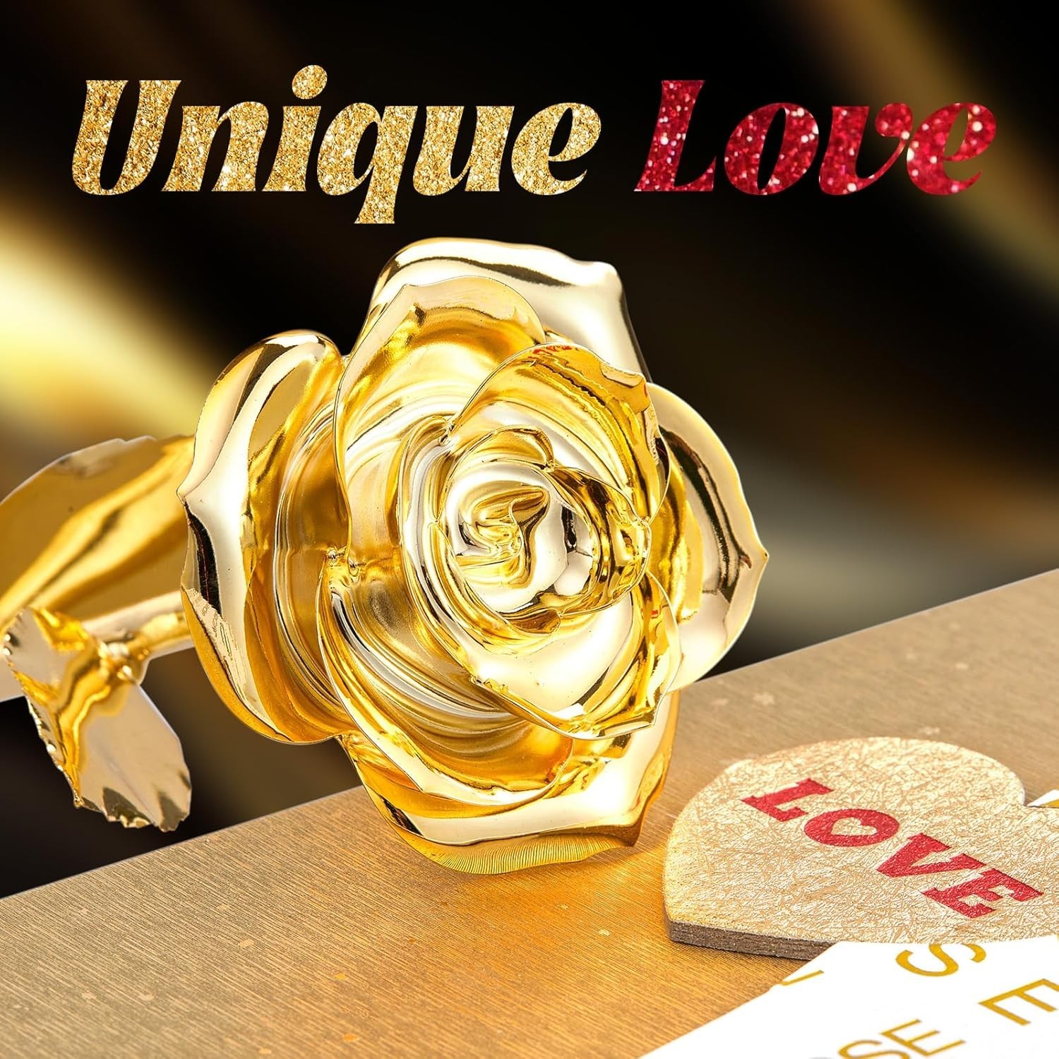 Mikasol Gold Dipped Real 24K Rose, 1 Pack Infinity Flower Decor
