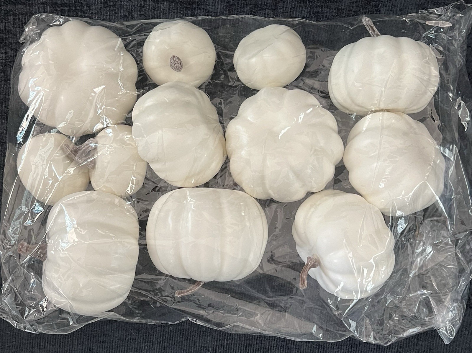 12Pcs White Artificial Pumpkins Assorted Bulk Table Decor Lifelike