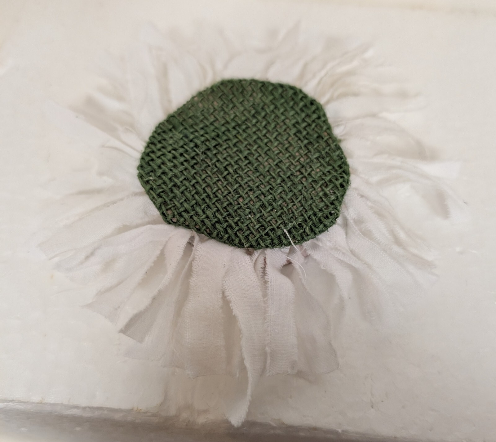 2 Primitive Rustic Handmade Farmhouse rag 5.5″ and 6″ fabric flowers new