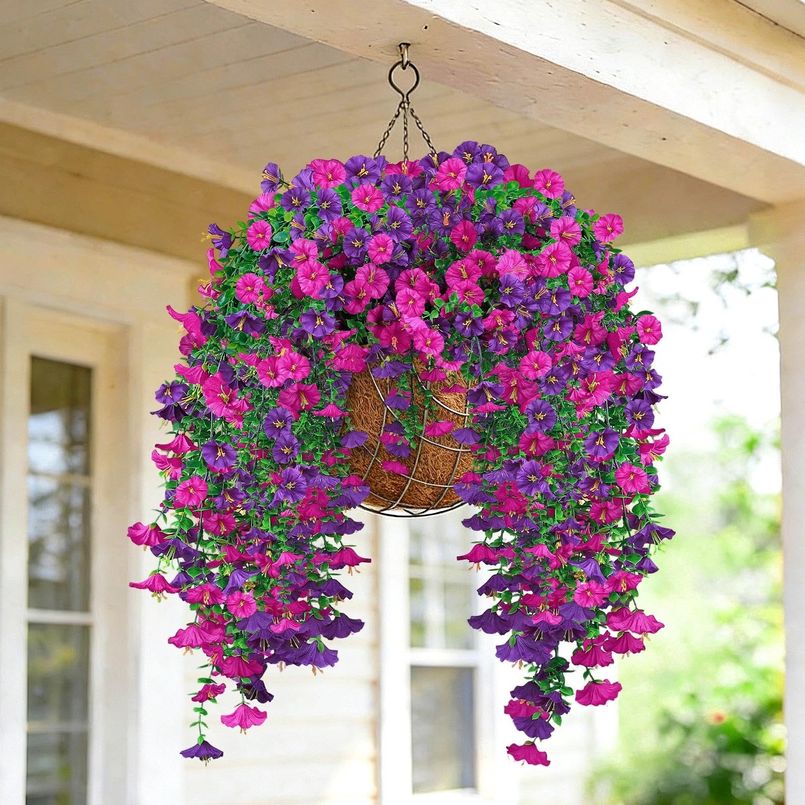 Artificial Hanging Flowers for Outdoors, 4Pcs UV Resistant Artificial Hanging…