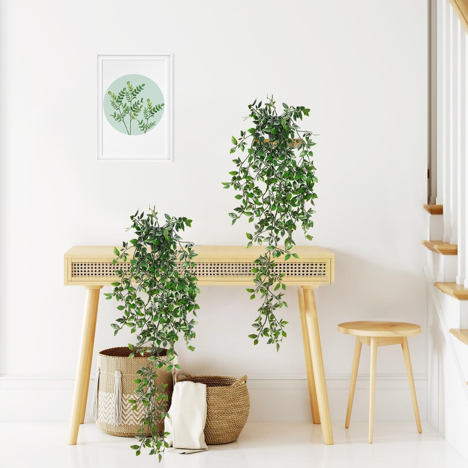 Fake Hanging Plants, 2pcs Artificial Hanging Potted Plant, Faux Mandala Vines…