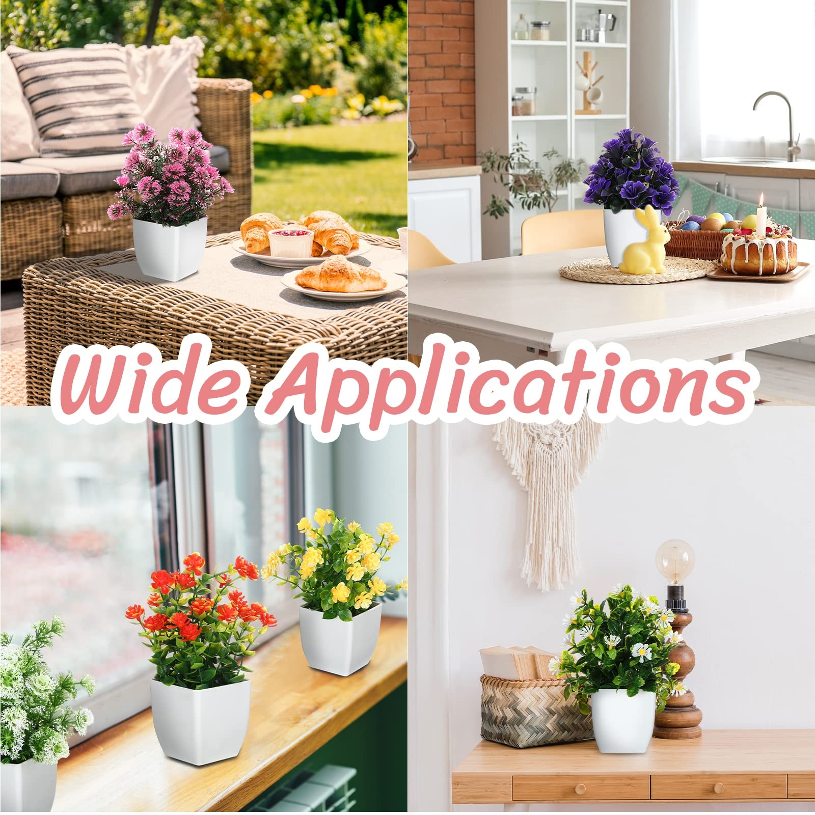 16 Pcs Small Fake Plants Artificial Potted Plants Faux House Plant Mini Pot P…