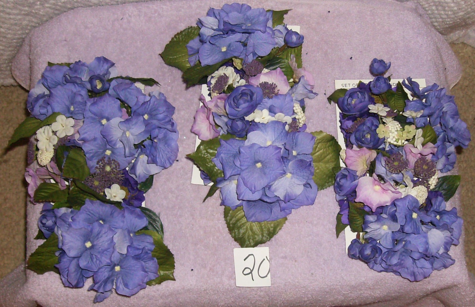 6 PC SILK LAVENDER FLORAL TAPER CANDLE RING ARTIFICIAL #20