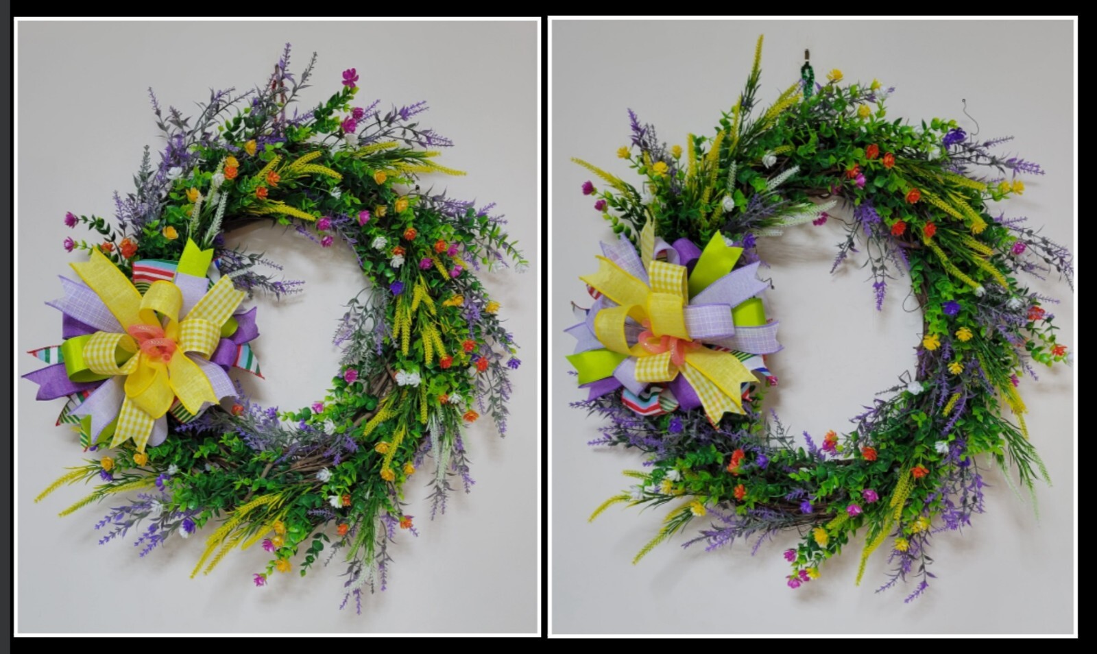 Flower WREATH Two Bows 2-in-1 FALL Spring everyday GRAPEVINE Front Door Wall