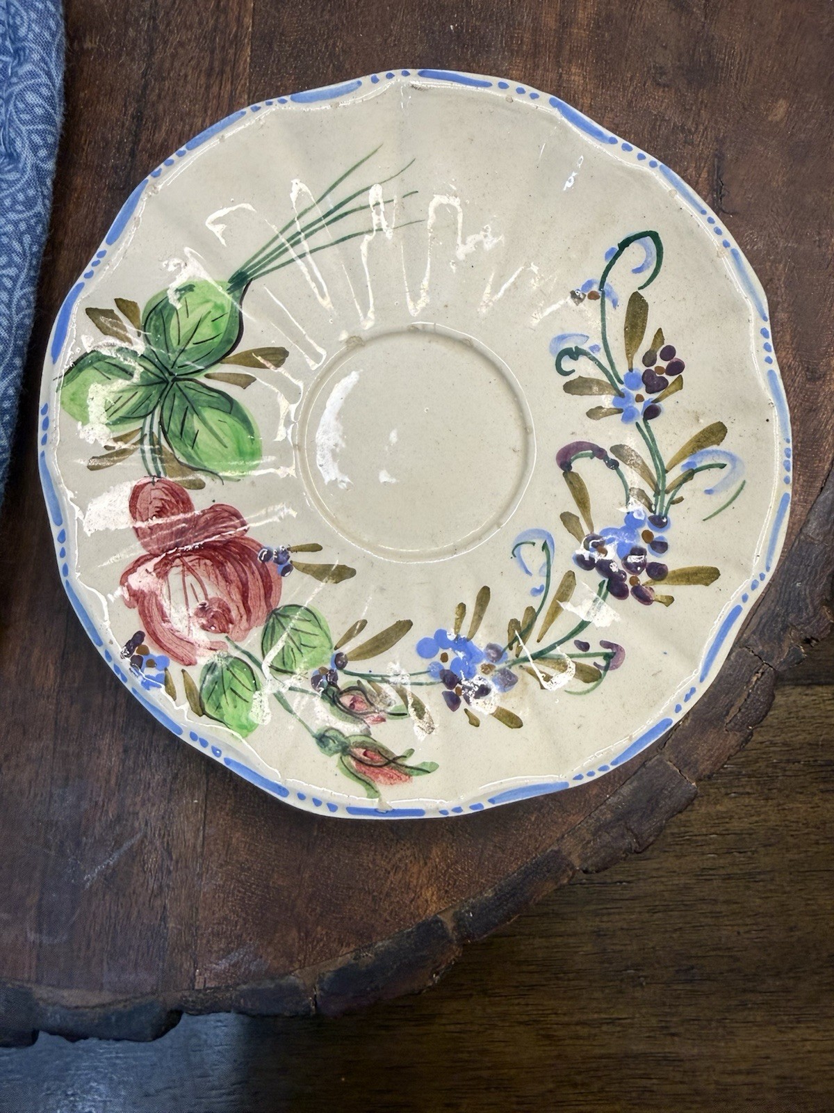 Lot Of Granny Country Decor Floral Saucer, Doll, Pot Holder