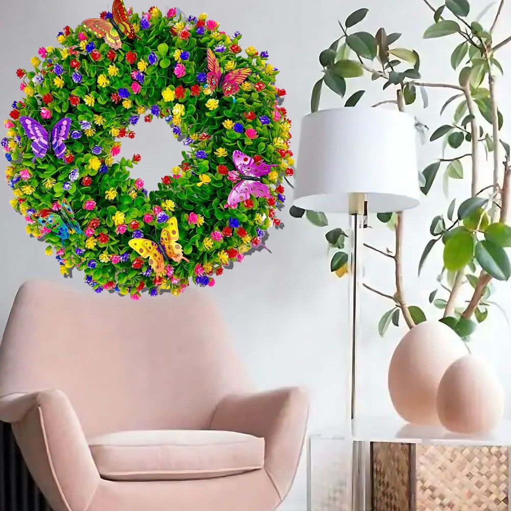 Artificial Eucalyptus Wreaths Butterfly Flower Wreath Eucalyptus Leave Wreaths
