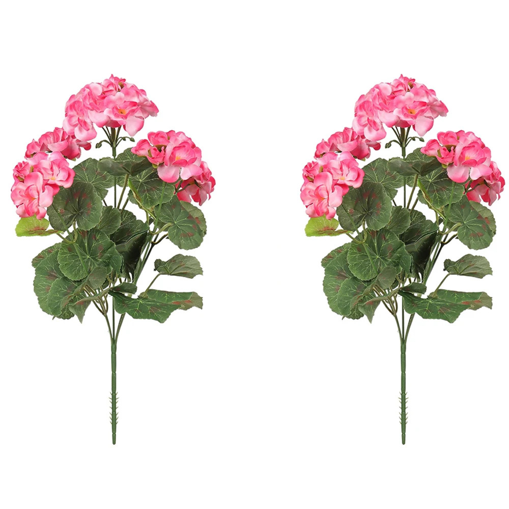 2/4Pcs Artificial Flowers Faux Geranium UV Resistant Fake Flower for Planter Out