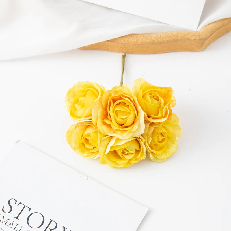 6Pcs/lot 11Cm Mini Silk Artificial Carnation For Christmas DIY Wreath Home Decor