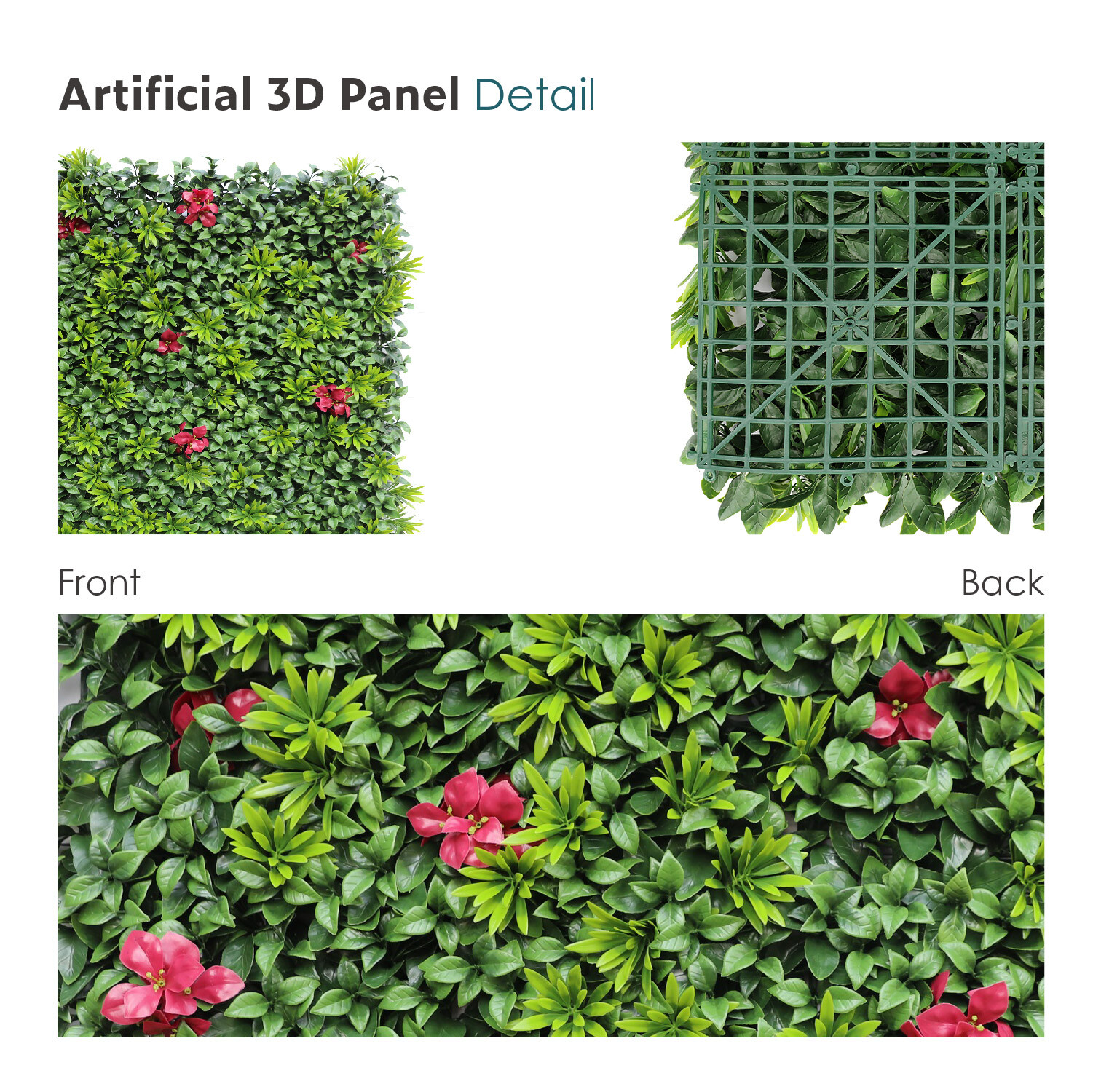 40″x 40″ Artificial 3D Faux Ivy Fence Mixed Panel Mat Wall Fence Hedge Decor #01