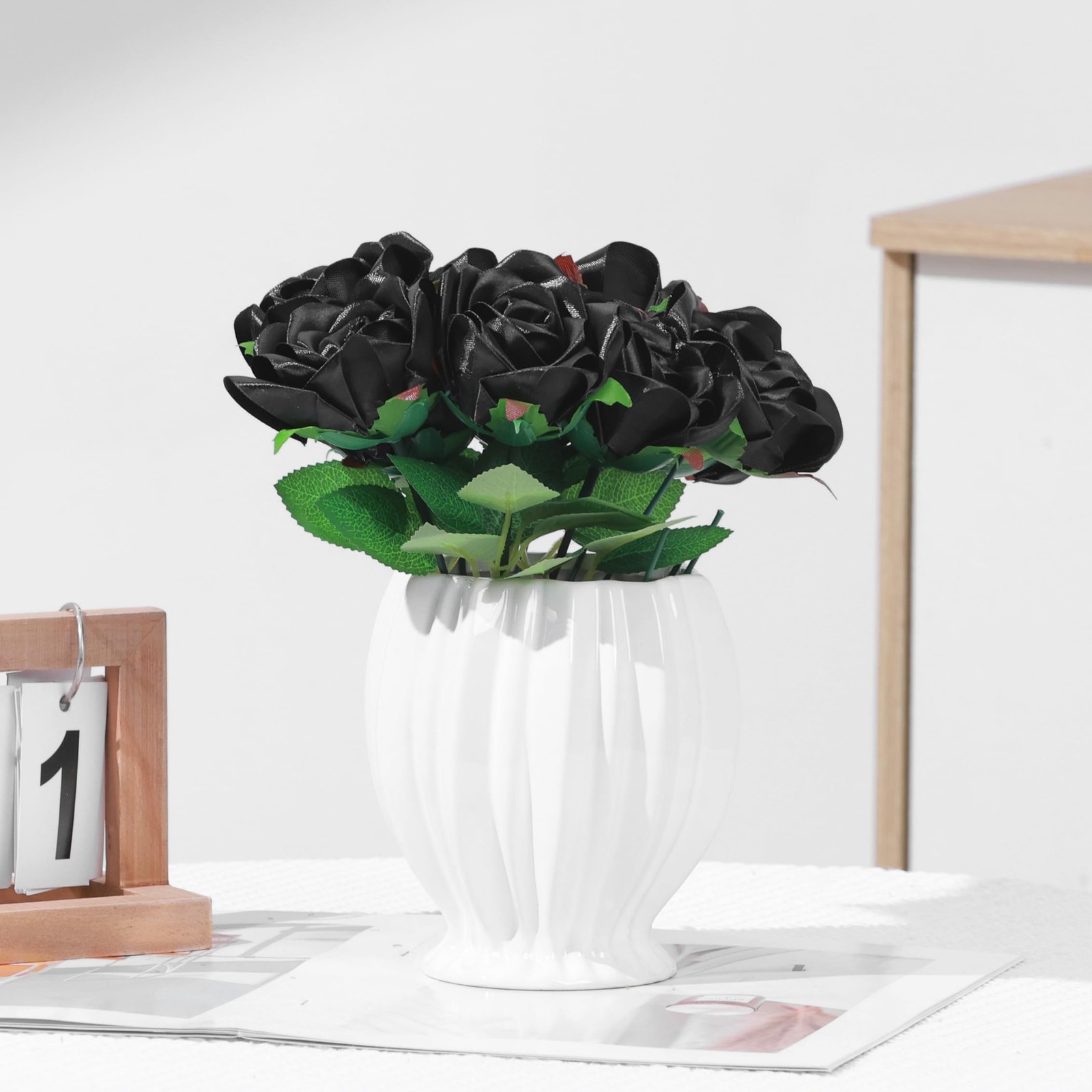 100 Pcs Black PreShaped Satin Ribbon Petals Wedding DIY Forever Rose