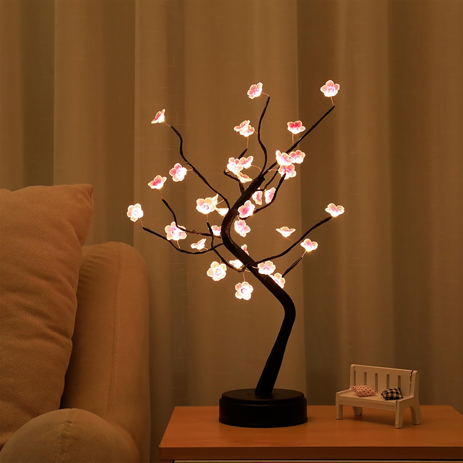 36 Cherry Blossom Sparkly Fairy Spirit Tree Lights, DIY Artificial Tree Batte…