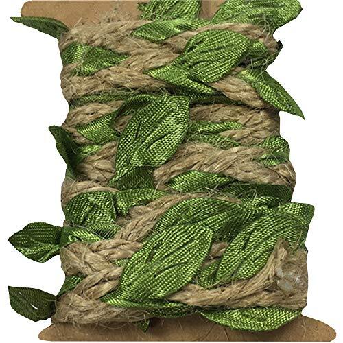 33 Feet Natural Burlap Ribbon,5MMjute Twine withArtificial Vine Fake Foliage