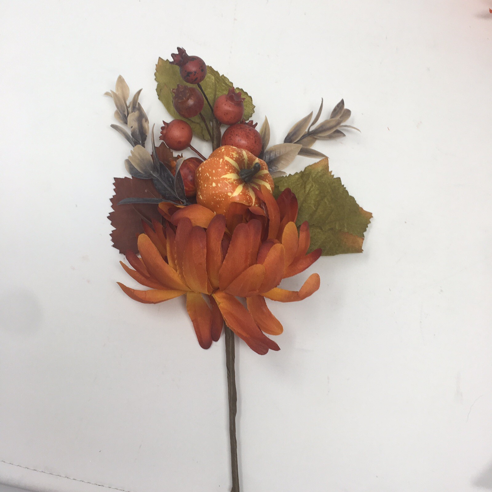 Fall Berry & Twig Silk Flower Stem bunches and 3 pin on flower rounds orange lot