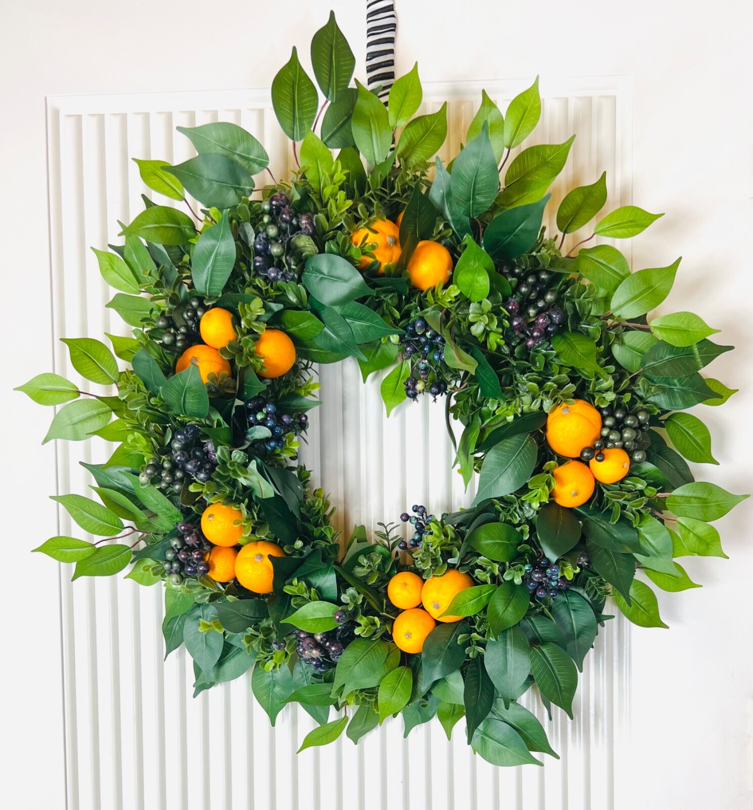 Everyday Wreath Front Door – Citrus Fruit and Blueberries Farmhouse Decor