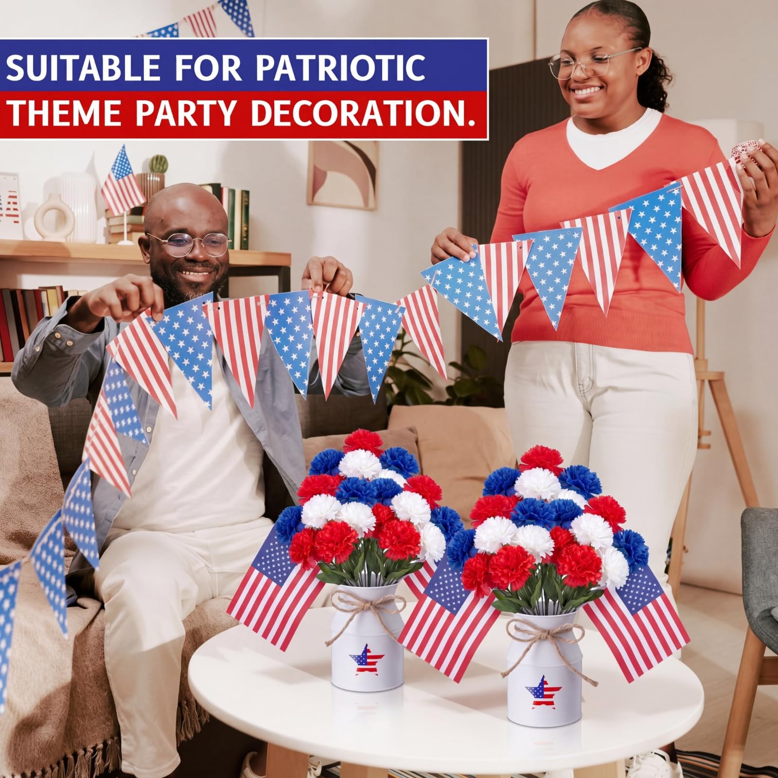 6 Pcs 4th of July Table Centerpiece Decoration 250 Anniversary USA Table Flow…