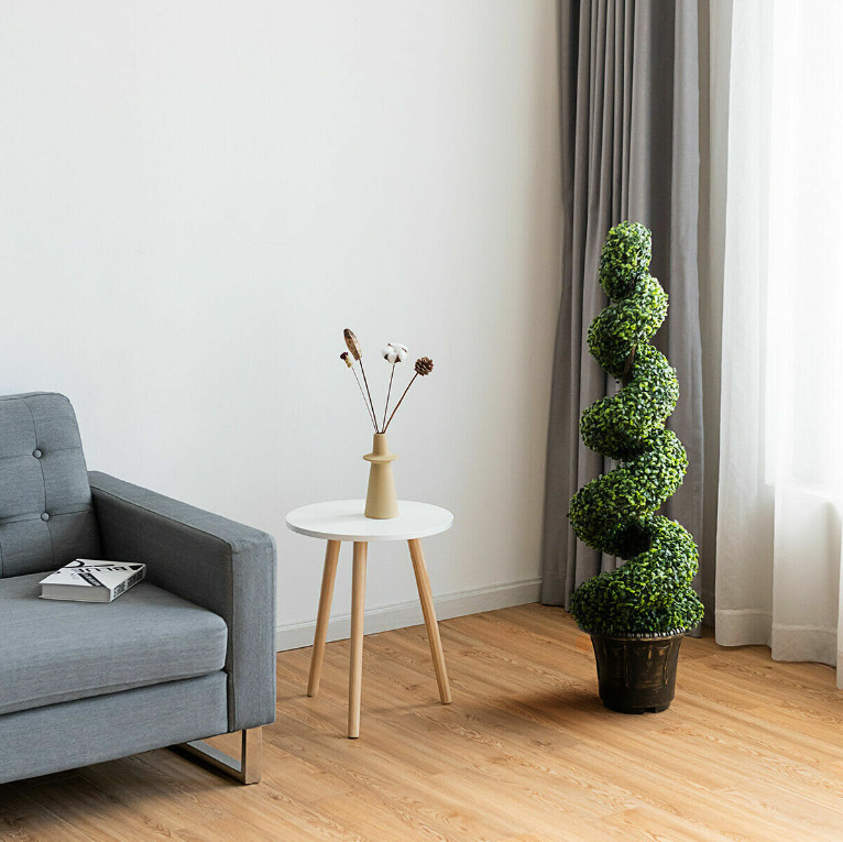 2Pcs 4FT Artificial Boxwood Spiral Tree W/Realistic Leaves Indoor Outdoor Office