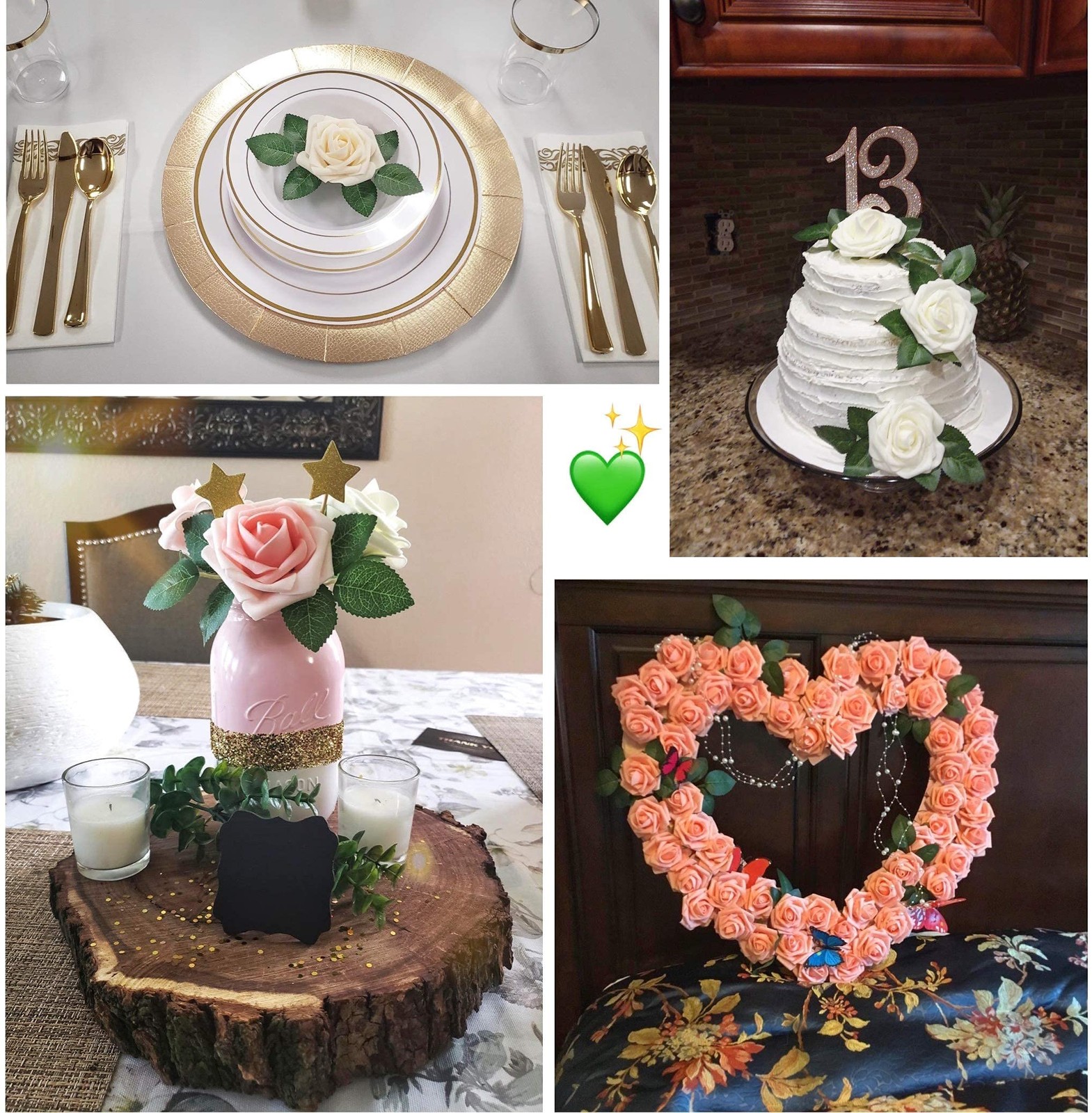 60pcs Bulk Rose Leaves Artificial Greenery Fake Rose Flower Leaves for DIY We…