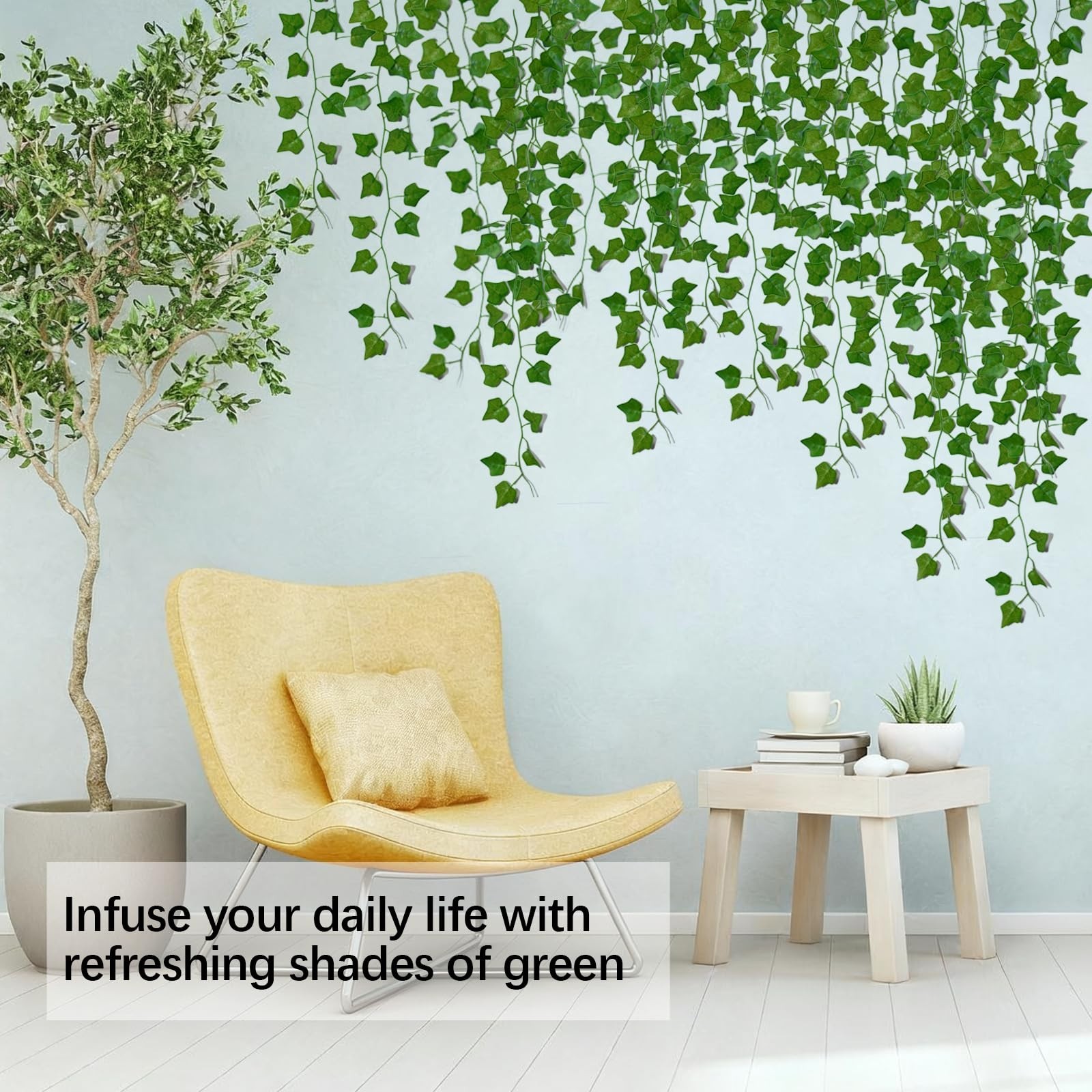 50 Pack 375ft Fake Ivy Vines – Artificial Greenery Garland for Indoor/Outdoor De