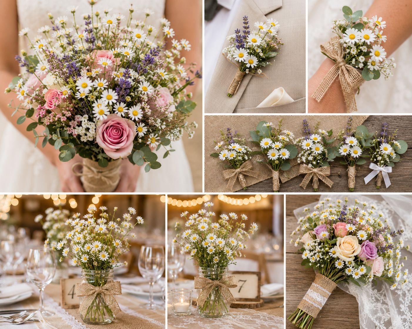 10 Artificial Daisy Stems White Daisy Spray Faux Wildflowers Small Daisy Flowers
