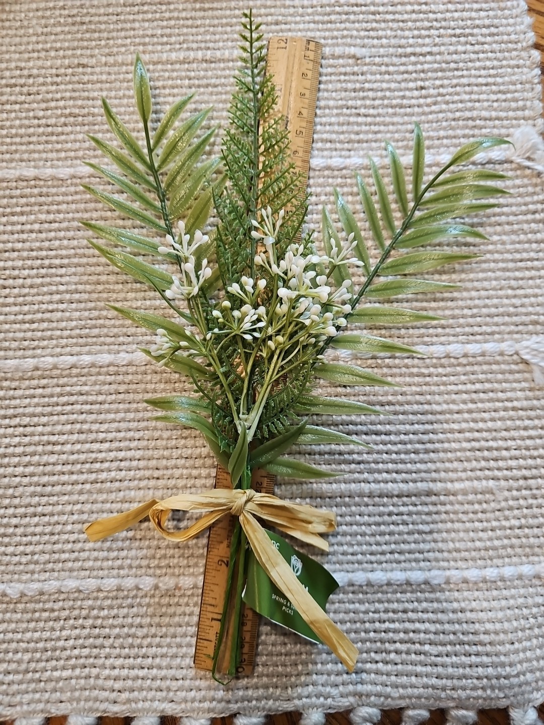20 NEW 12″ SPRING SUMMER LEAVES Floral Pick Decor RAFFIA BOW FLOWER FREE SHIP