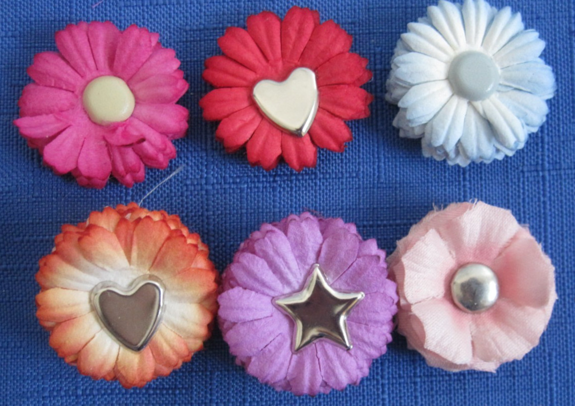 #7 Lot-44 Medium Layers Used Mulberry Flower Petals 1-3″ Brads Multiple Colors