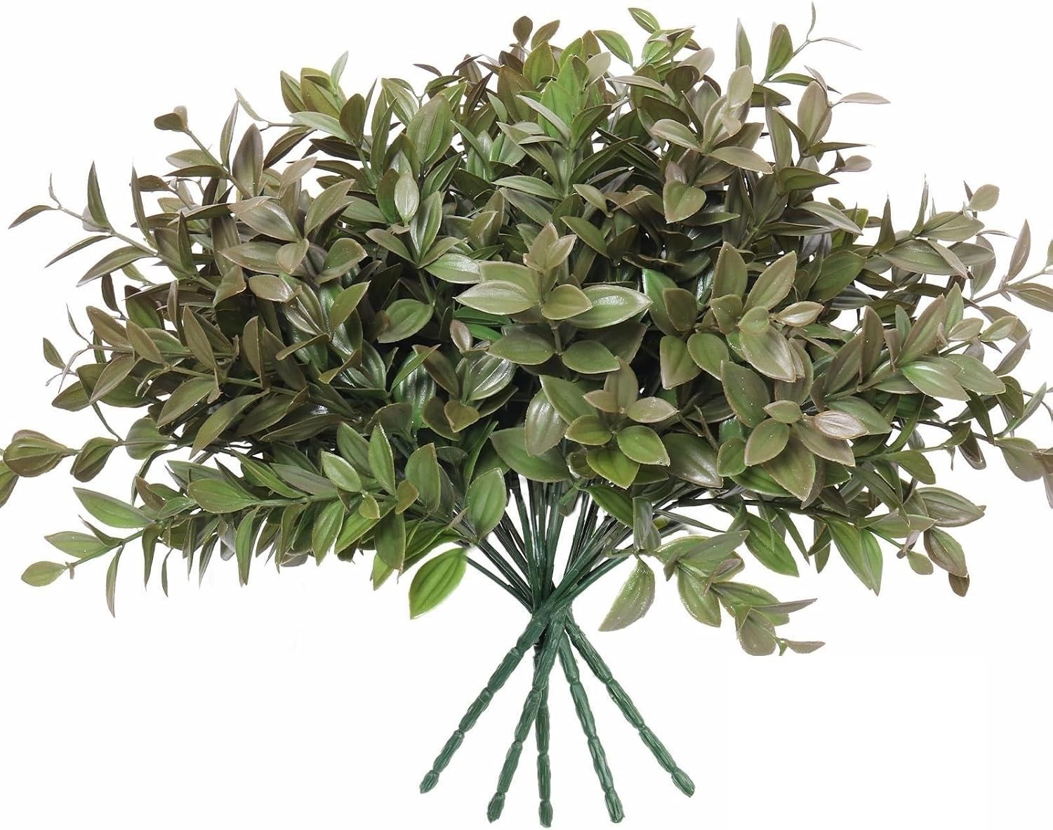 6 Bundles Artificial Greenery Stems, 14.5″ Fake Lucky Bamboo Leaves Faux Outd…