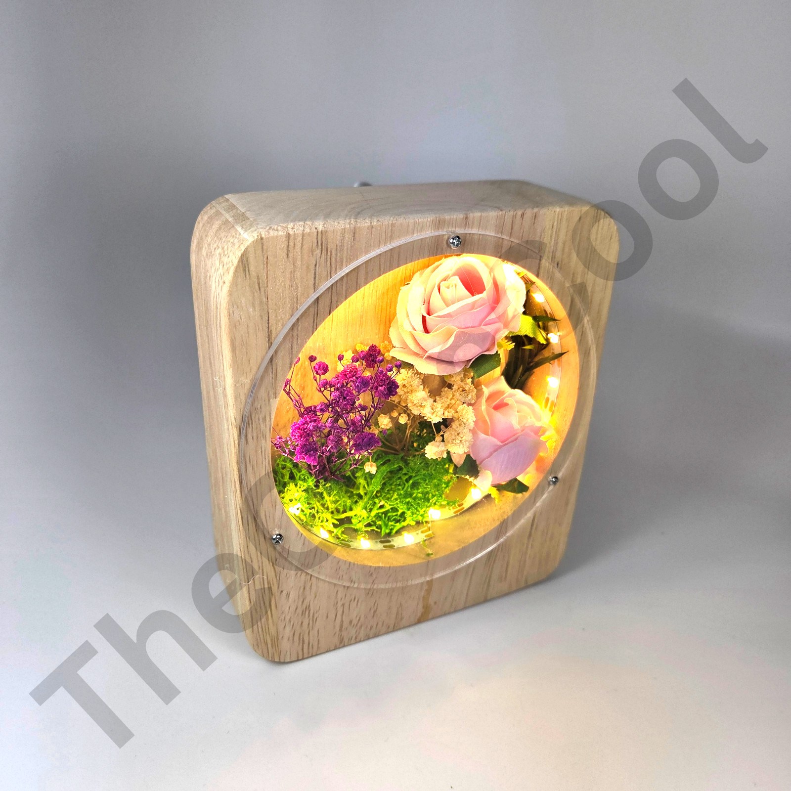 New Forever Eternal Rose Wooden Base USB Light Everlasting Flower Valentine Gift
