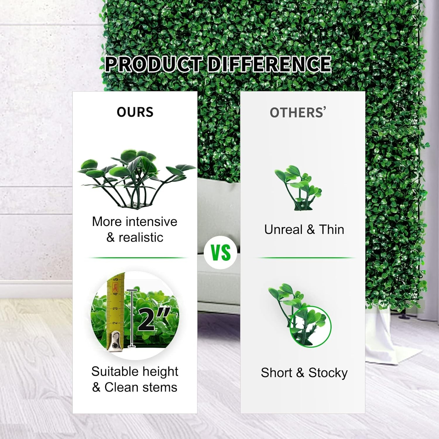 12/24p 20″x20″ Artificial Boxwood Wall Hedge Mat Decor Privacy Fence Panel Grass