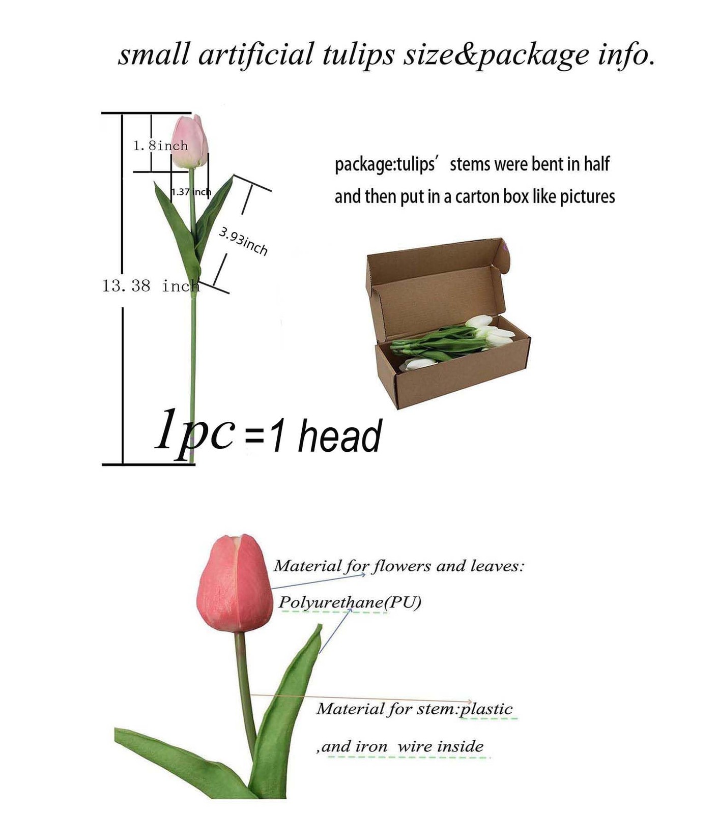 10 Heads Mini Grapefruit Pink Artificial Tulip Flowers Real Touch Decor