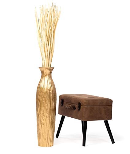 Large Home Decor Floor Vase – Wooden 26 inch Tall Farmhouse 26 inches Gold