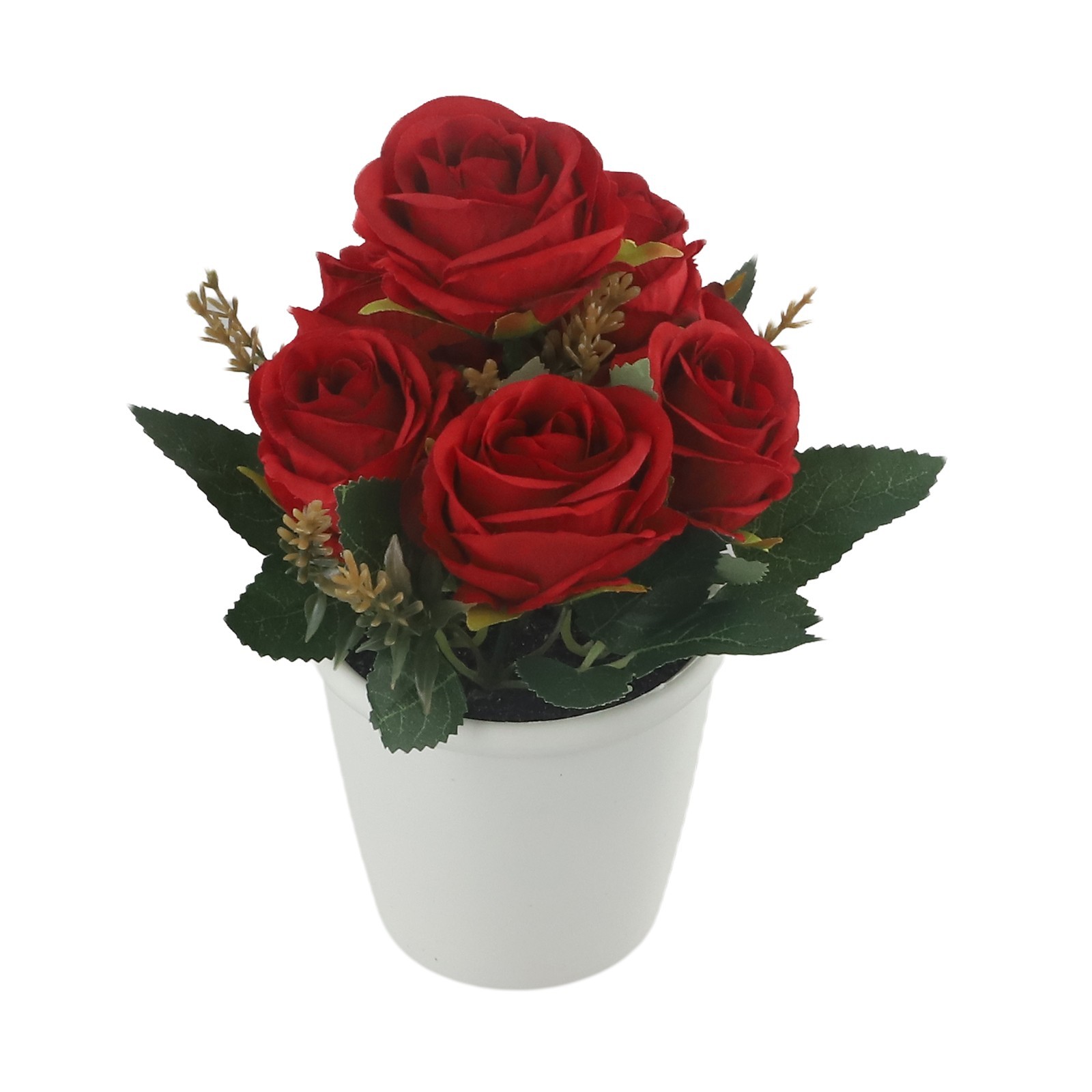Artificial Rose Flower Small Tree Pot Fake Plants Potted Decoration Garden Decor