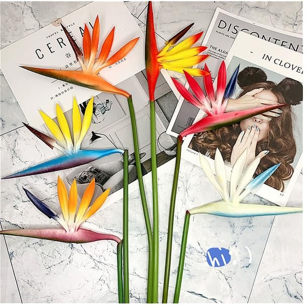 Multicolor Artificial Flowers Bird Of Paradise 23 Inch Permanent Bouquet 6 PCS