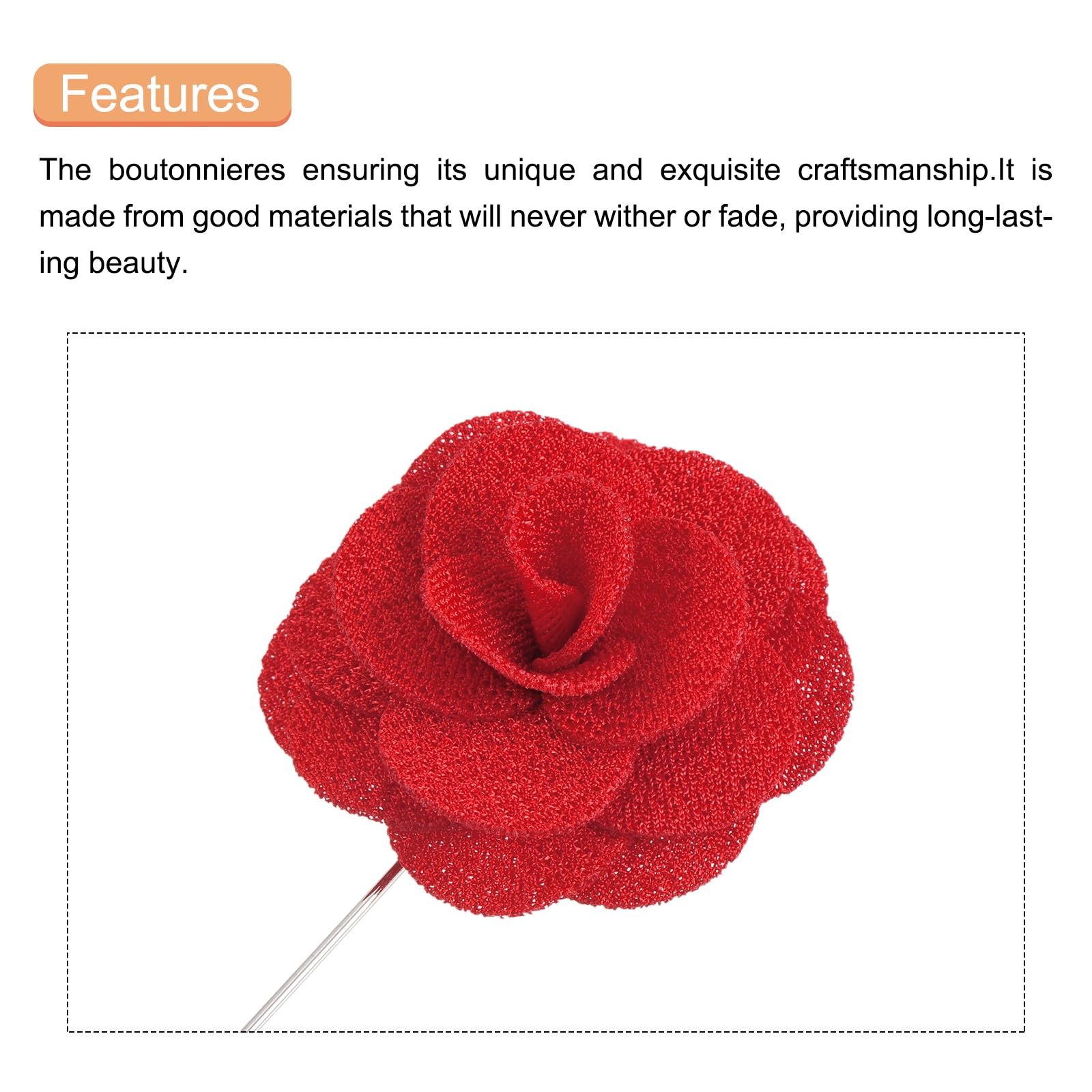 6 PCS Groom Boutonnieres Rose Pins Men Wedding Ceremony Anniversary Decoration