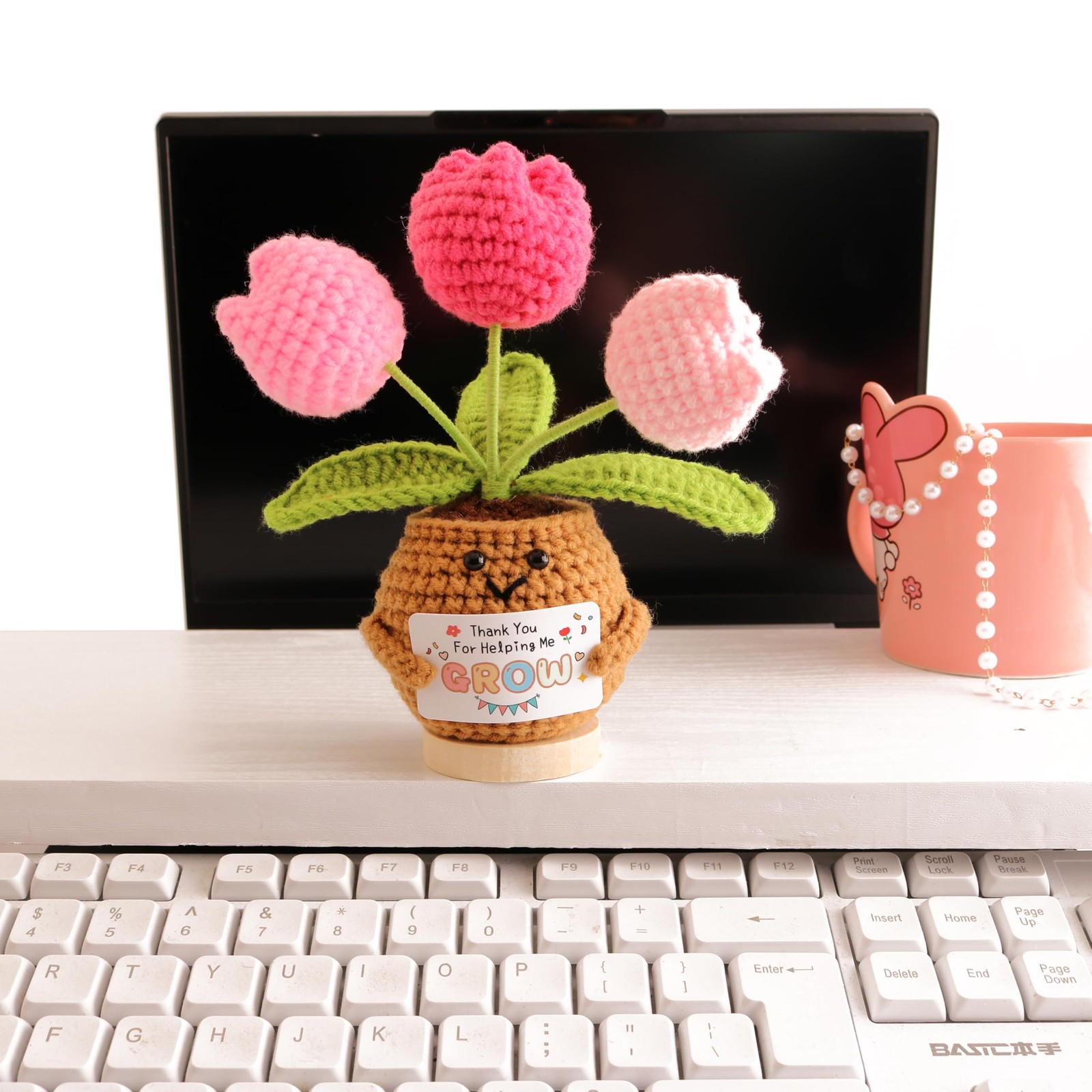 Artificial Tulip Potted Plants and Inspirational Card Artificial Flowers are …