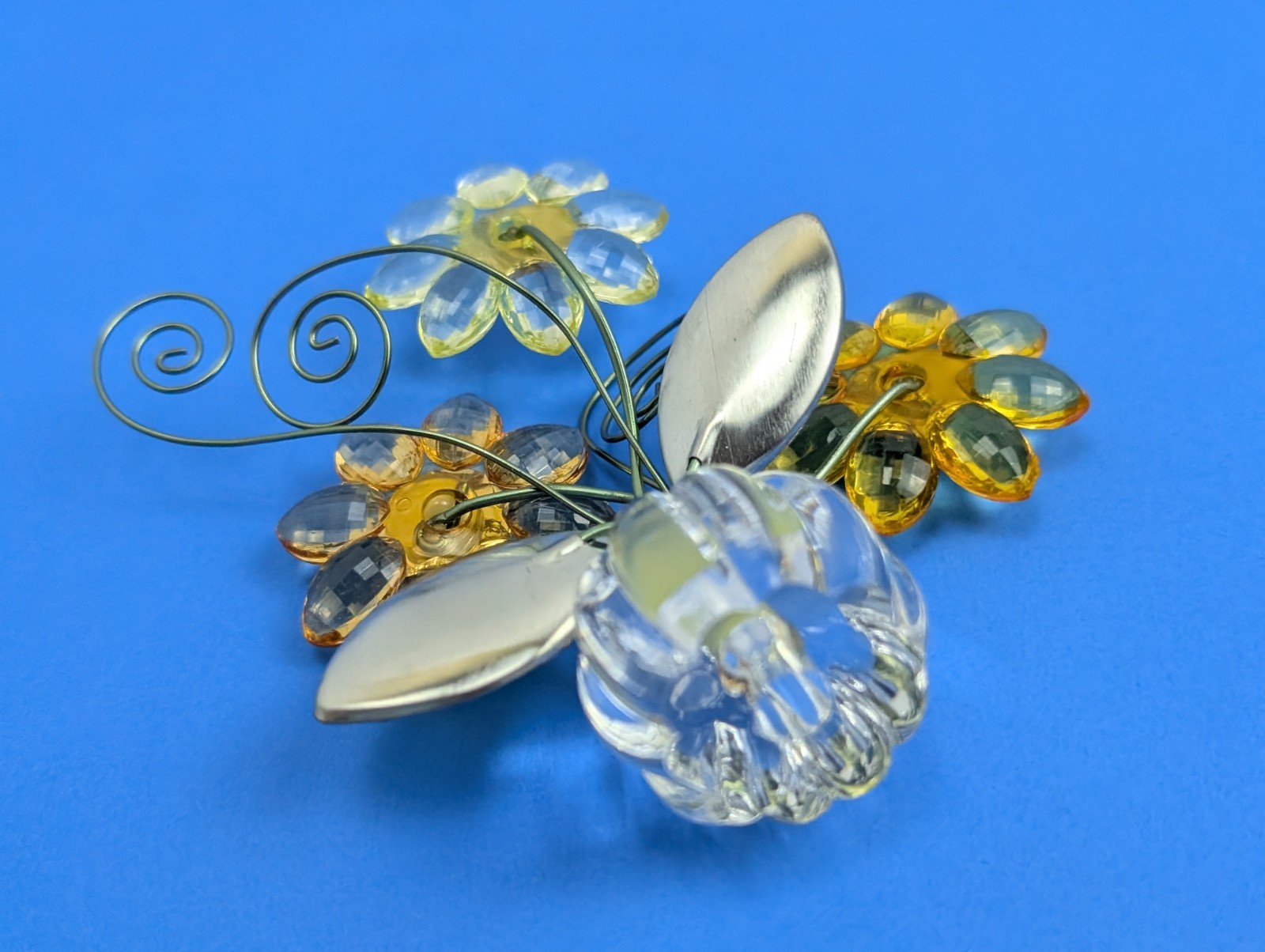 Ganz Crystal Expressions Potted Acrylic Yellow Daisy Flower Wire Figurine 4″